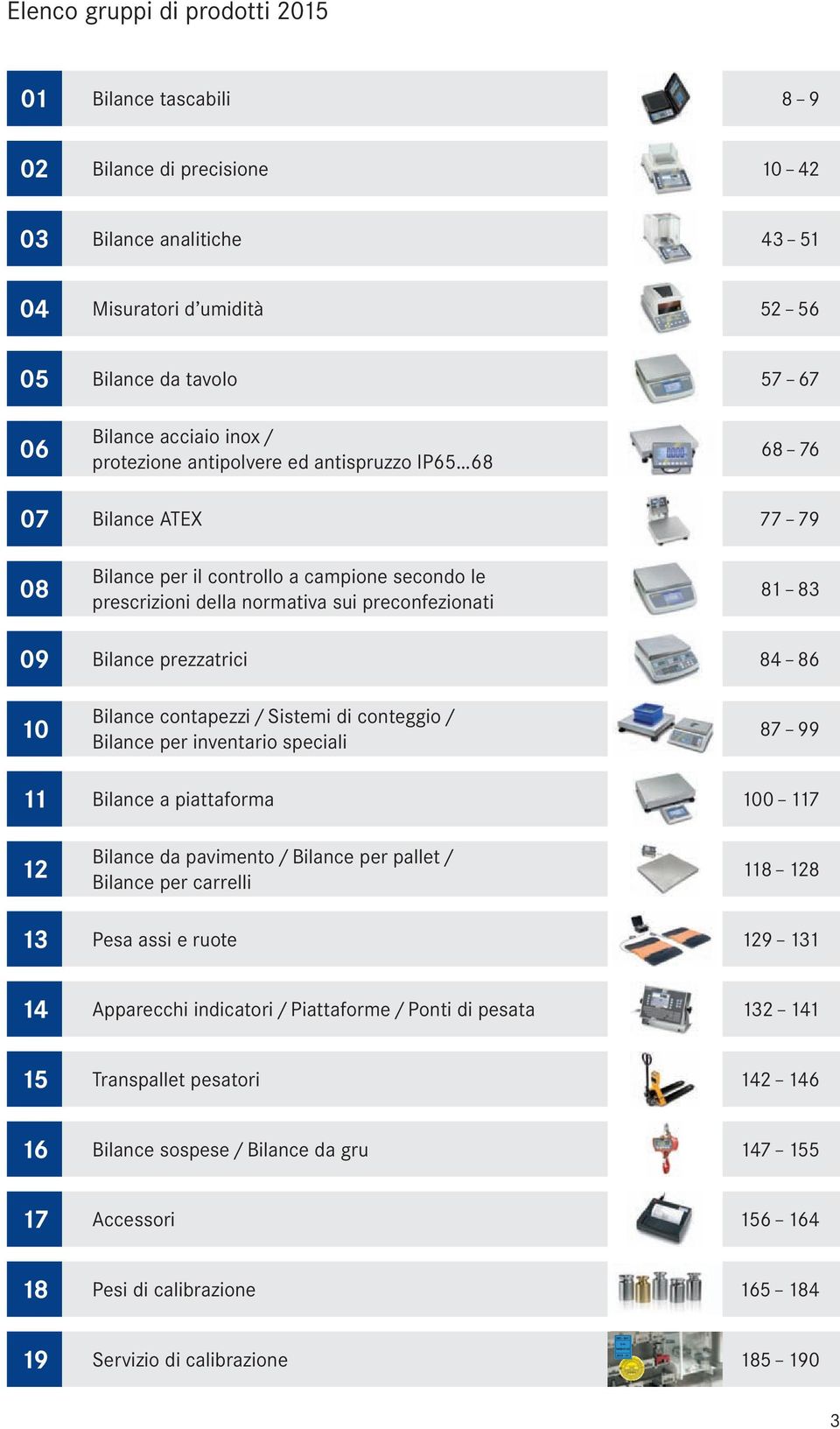 prezzatrici 84 86 10 Bilance contapezzi / Sistemi di conteio / Bilance per inventario speciali 87 99 11 Bilance a piattaforma 100 117 12 Bilance da pavimento / Bilance per pallet / Bilance per