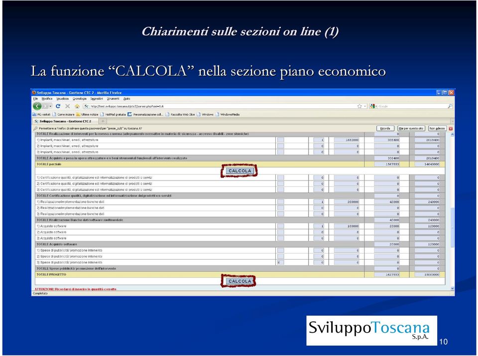 funzione CALCOLA nella