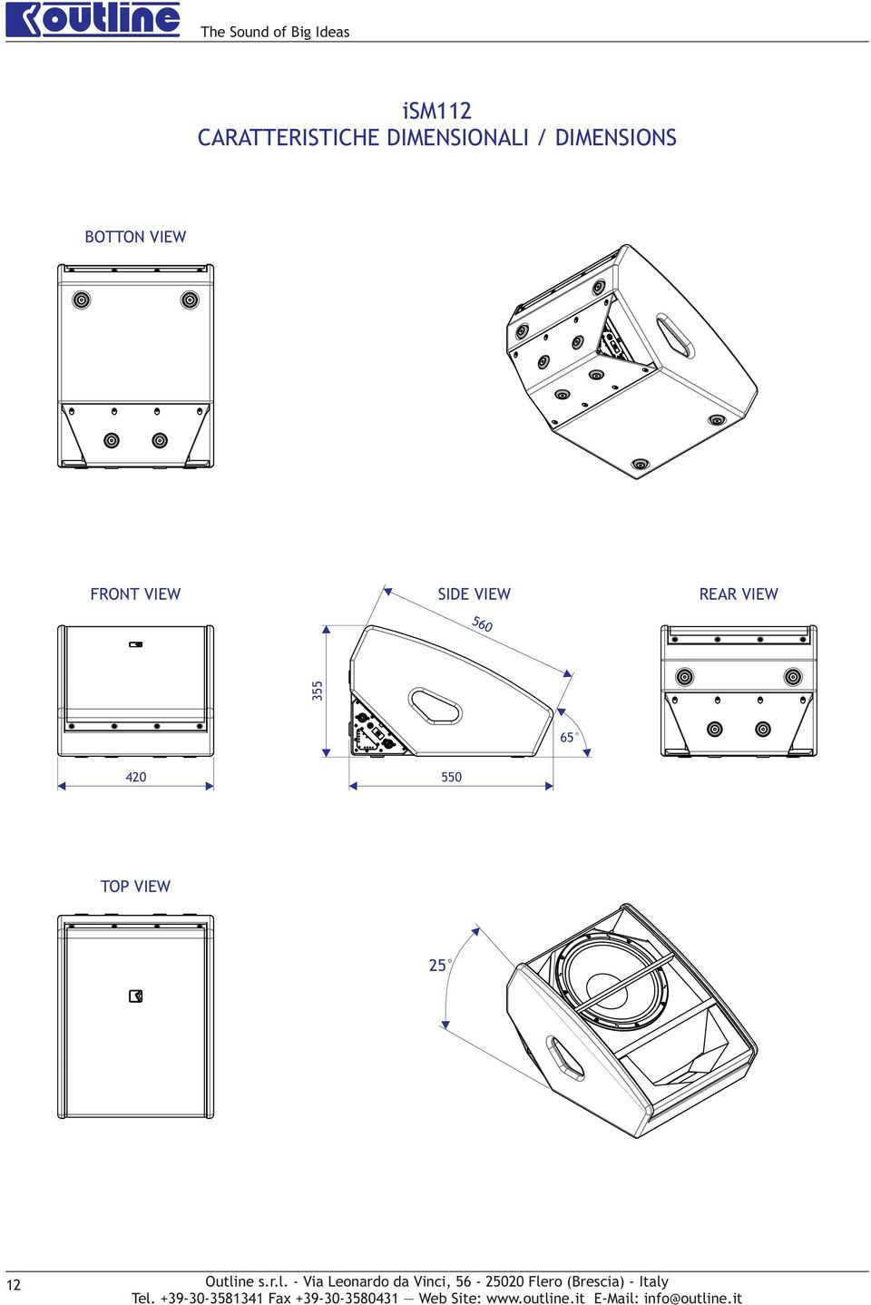 DIMENSIONS BOTTON VIEW FRONT VIEW