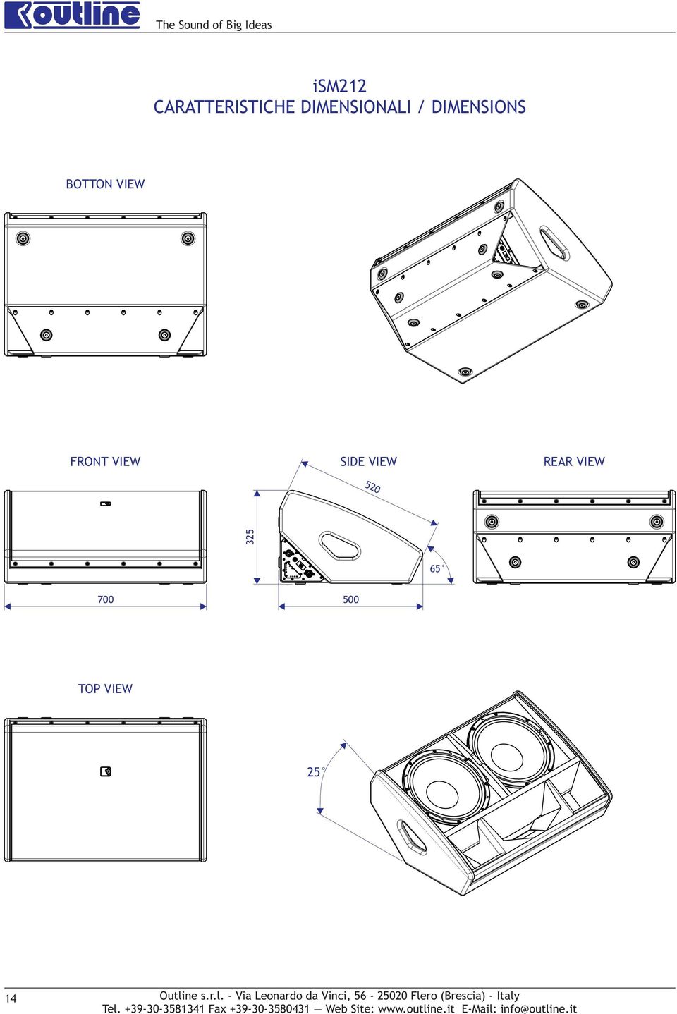 DIMENSIONS BOTTON VIEW FRONT VIEW