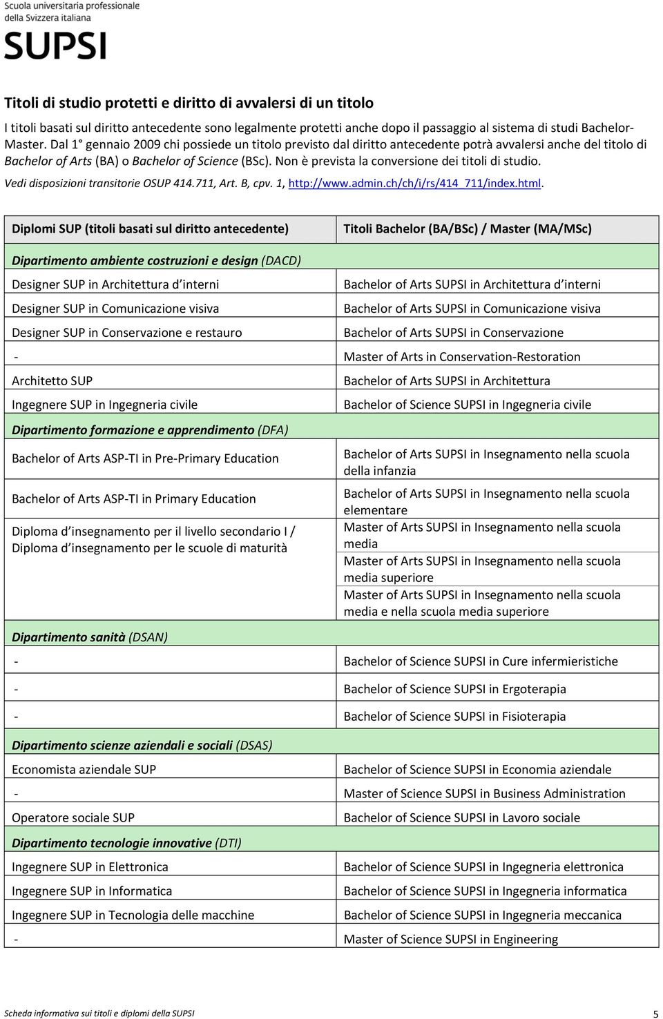 Non è prevista la conversione dei titoli di studio. Vedi disposizioni transitorie OSUP 414.711, Art. B, cpv. 1, http://www.admin.ch/ch/i/rs/414_711/index.html.