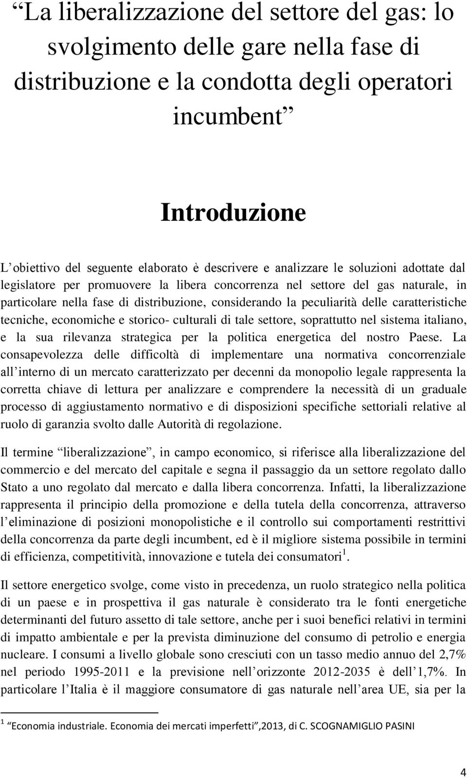 caratteristiche tecniche, economiche e storico- culturali di tale settore, soprattutto nel sistema italiano, e la sua rilevanza strategica per la politica energetica del nostro Paese.