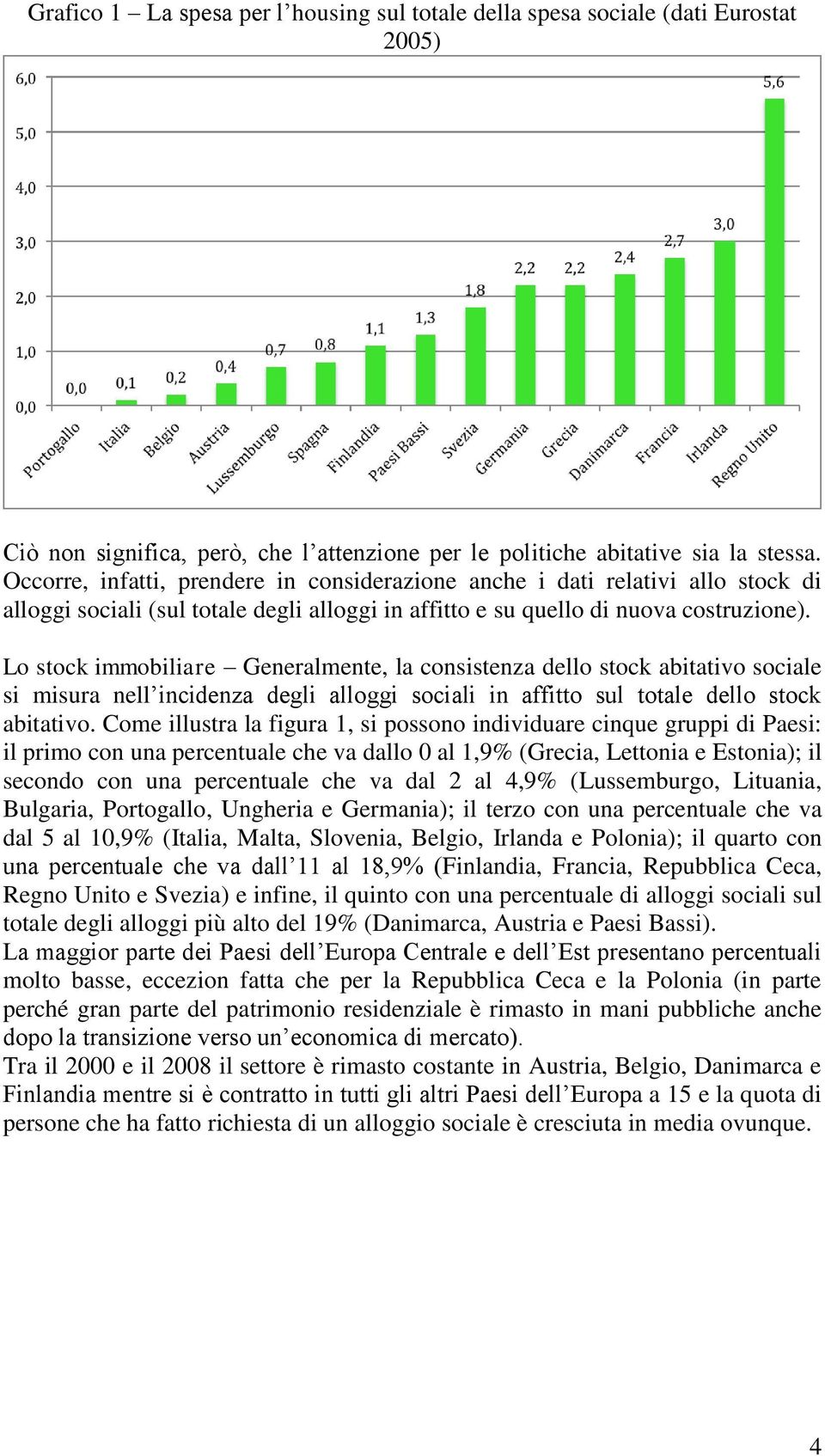 Lo stock immobiliare Generalmente, la consistenza dello stock abitativo sociale si misura nell incidenza degli alloggi sociali in affitto sul totale dello stock abitativo.