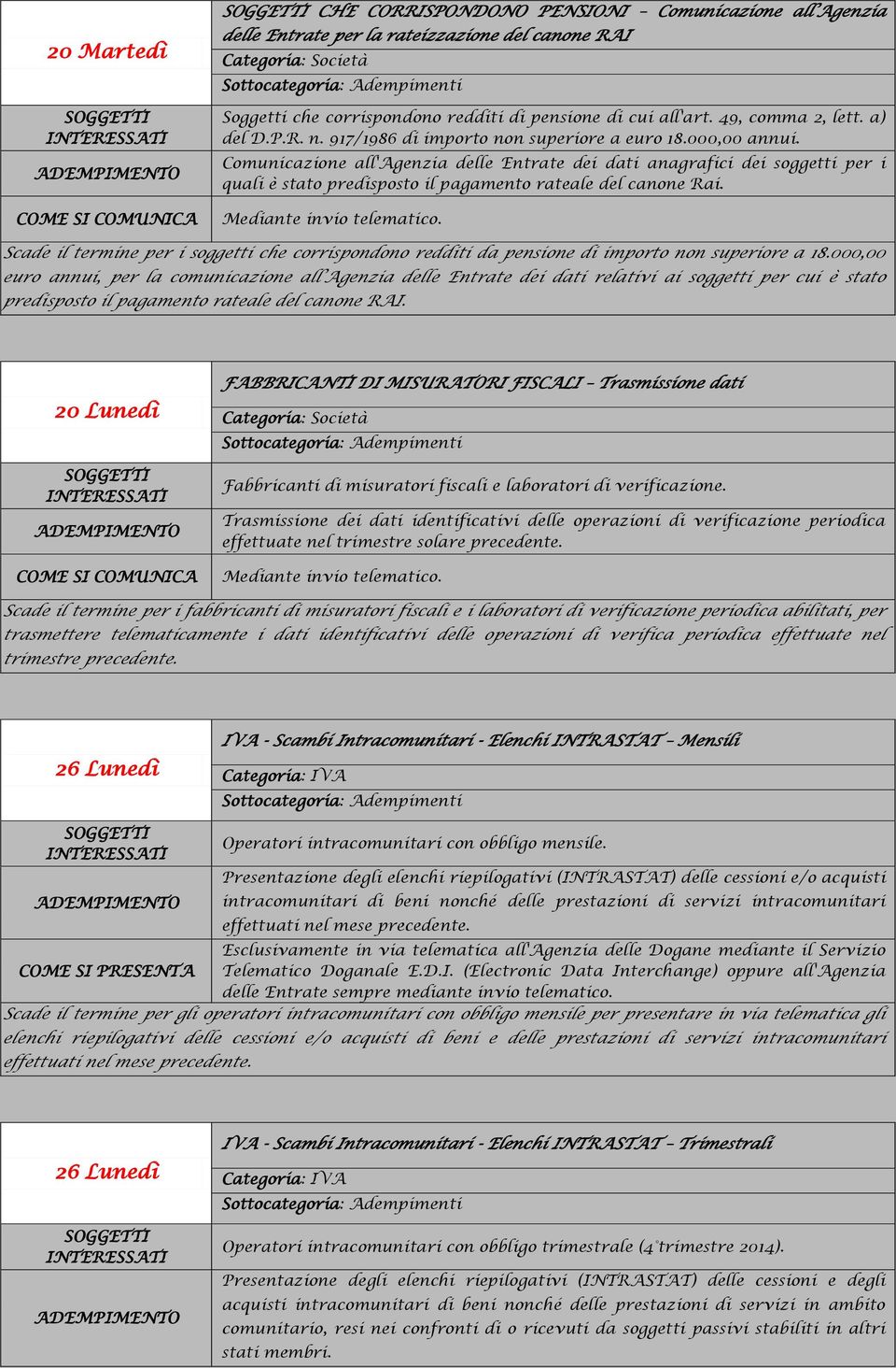 Comunicazione all'agenzia delle Entrate dei dati anagrafici dei soggetti per i quali è stato predisposto il pagamento rateale del canone Rai. Mediante invio telematico.