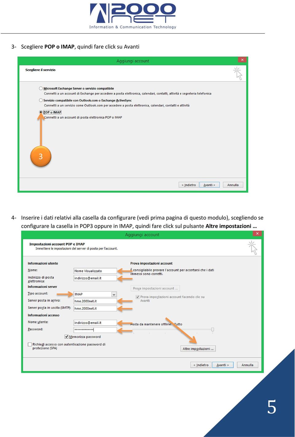 pagina di questo modulo), scegliendo se configurare la casella in