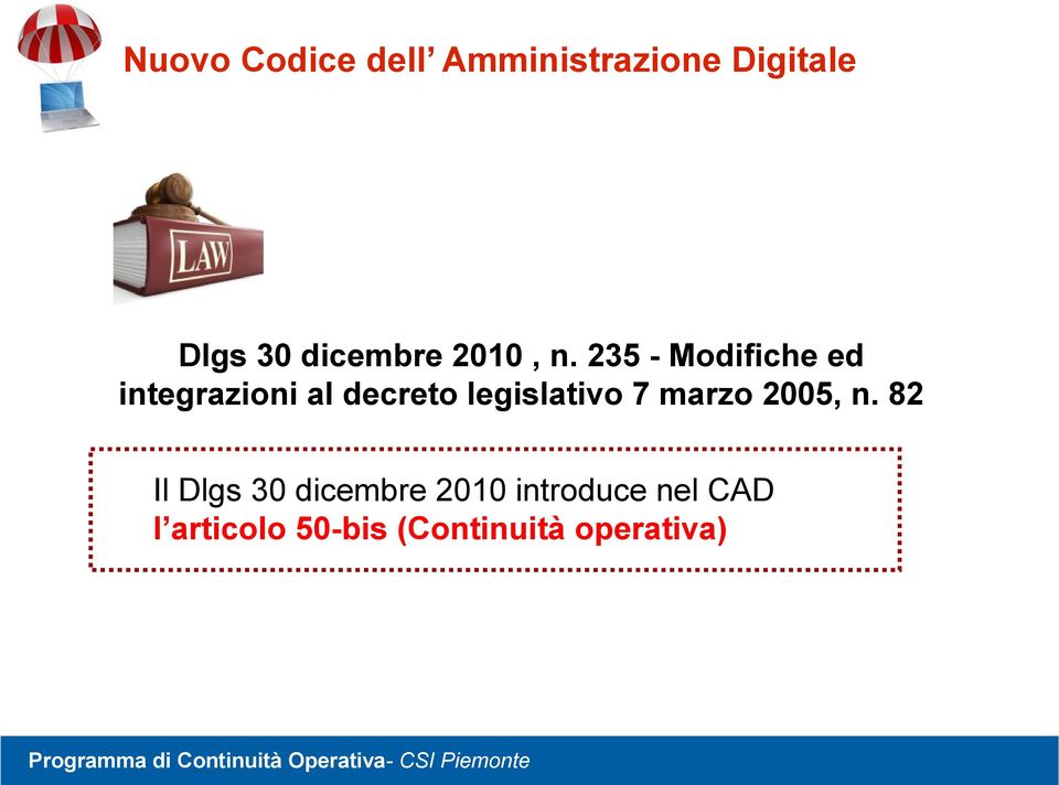 235 - Modifiche ed integrazioni al decreto legislativo 7