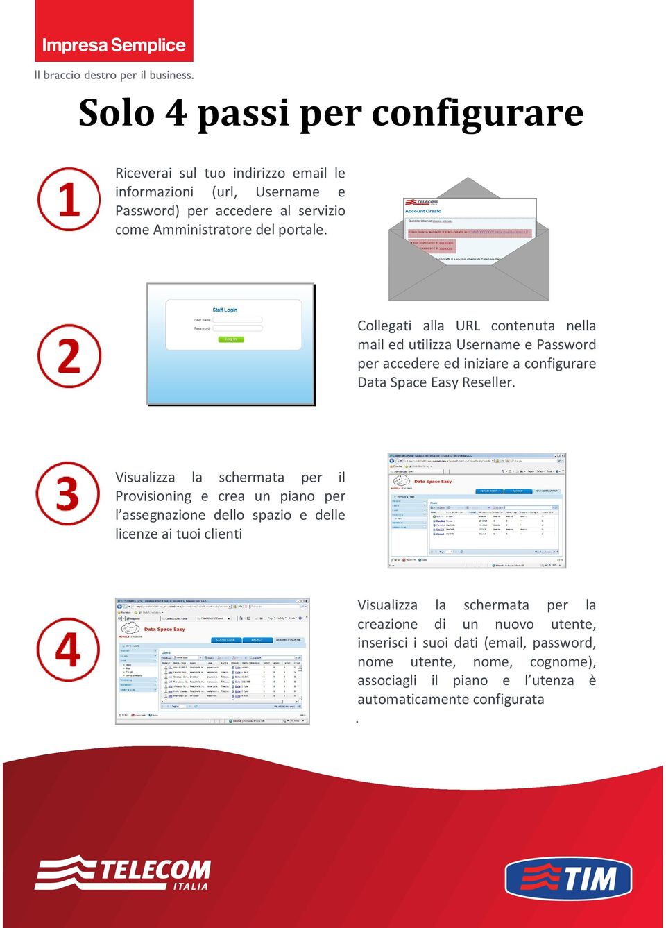 Visualizza la schermata per il Provisioning e crea un piano per l assegnazione dello spazio e delle licenze ai tuoi clienti Visualizza la schermata per