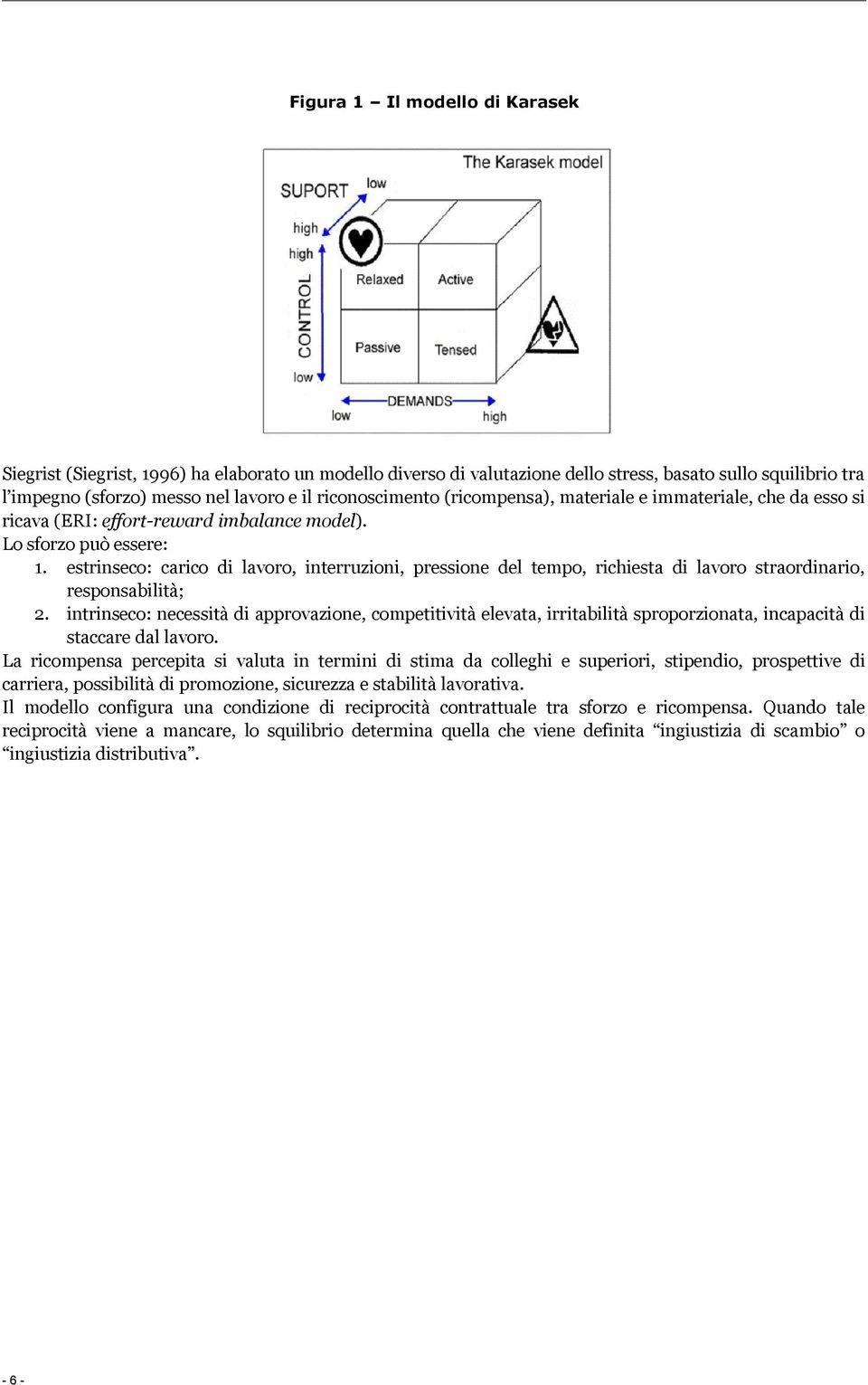 estrinseco: carico di lavoro, interruzioni, pressione del tempo, richiesta di lavoro straordinario, responsabilità; 2.