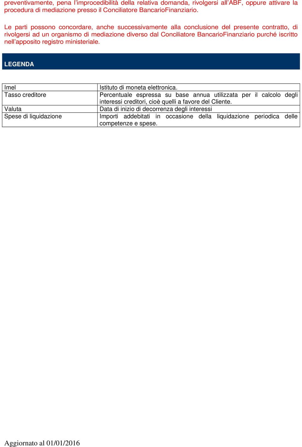 purché iscritto nell apposito registro ministeriale. LEGENDA Imel Tasso creditore Valuta Spese di liquidazione Istituto di moneta elettronica.