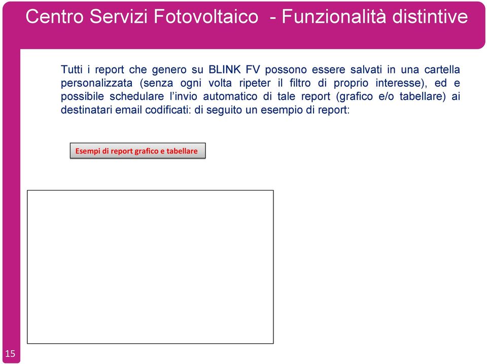 possibile schedulare l invio automatico di tale report (grafico e/o tabellare) ai