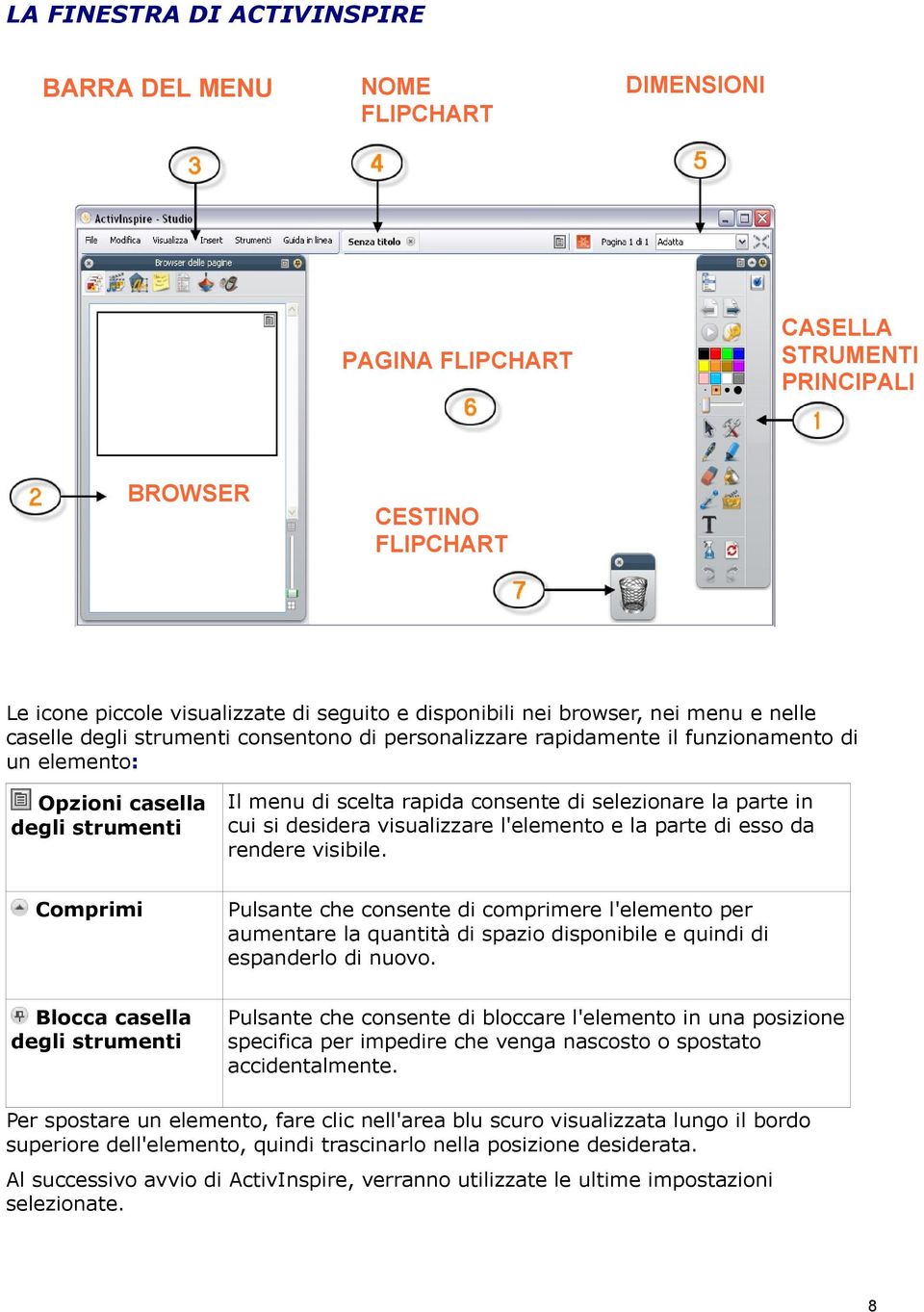 scelta rapida consente di selezionare la parte in cui si desidera visualizzare l'elemento e la parte di esso da rendere visibile.