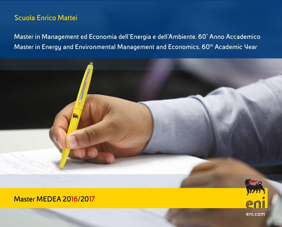 60 Anno Accademico Master in Energy and