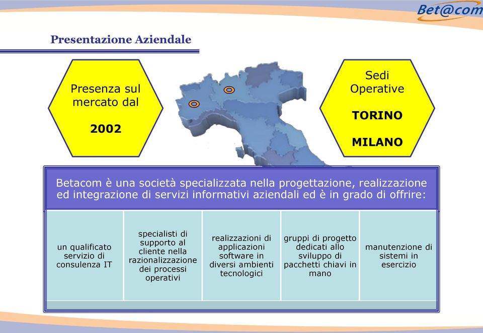 consulenza IT specialisti di supporto al cliente nella razionalizzazione dei processi operativi realizzazioni di applicazioni