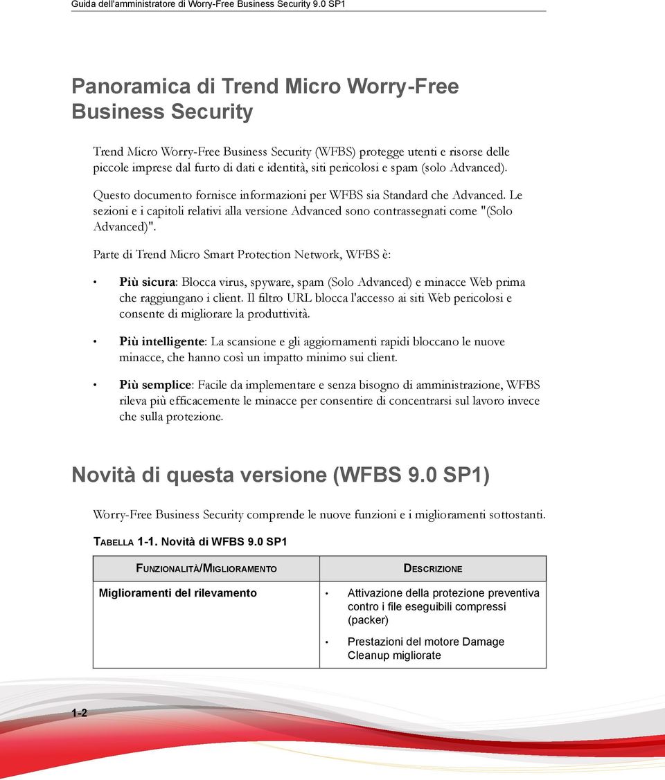 pericolosi e spam (solo Advanced). Questo documento fornisce informazioni per WFBS sia Standard che Advanced.