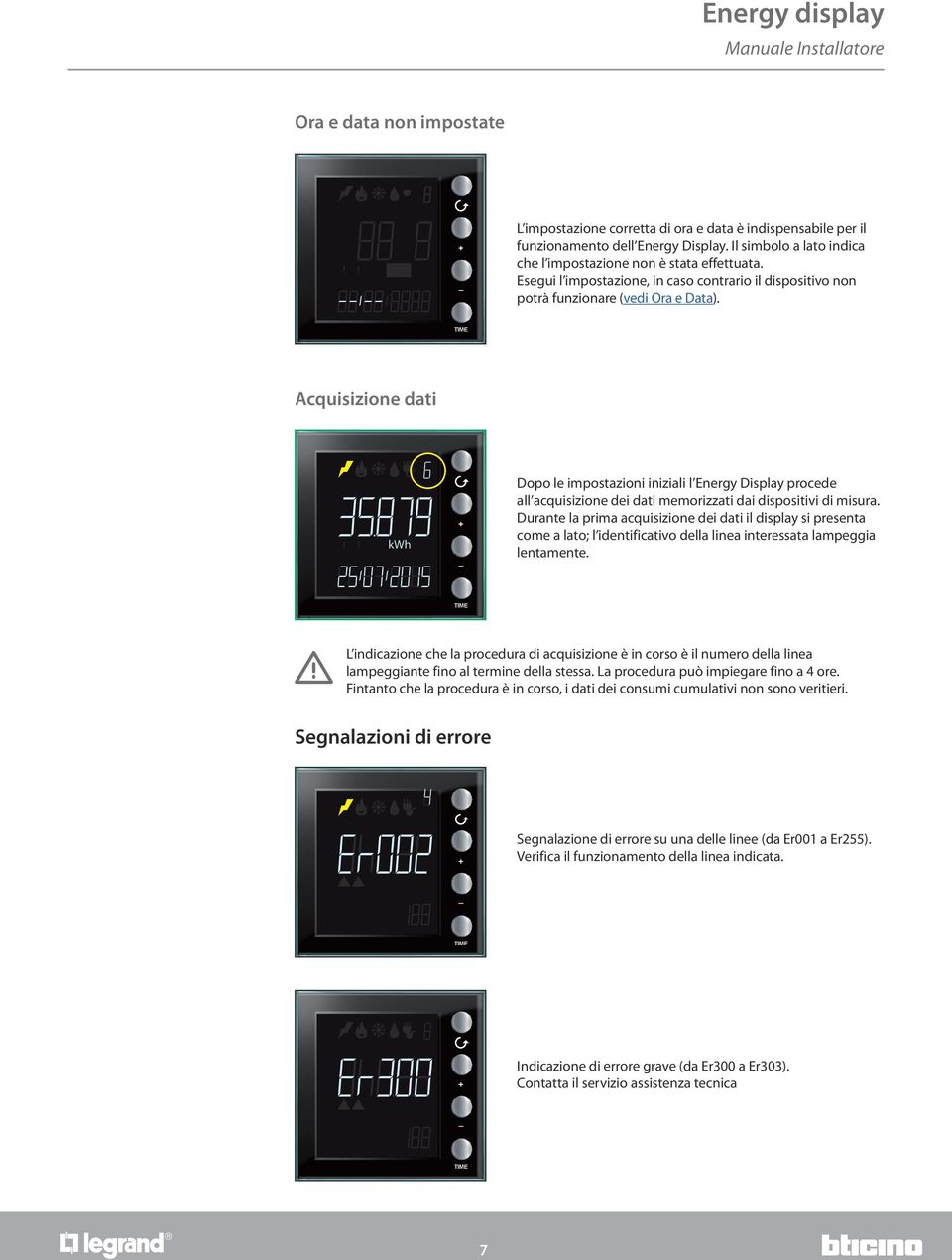 Acquisizione dati kwh Dopo le impostazioni iniziali l Energy Display procede all acquisizione dei dati memorizzati dai dispositivi di misura.