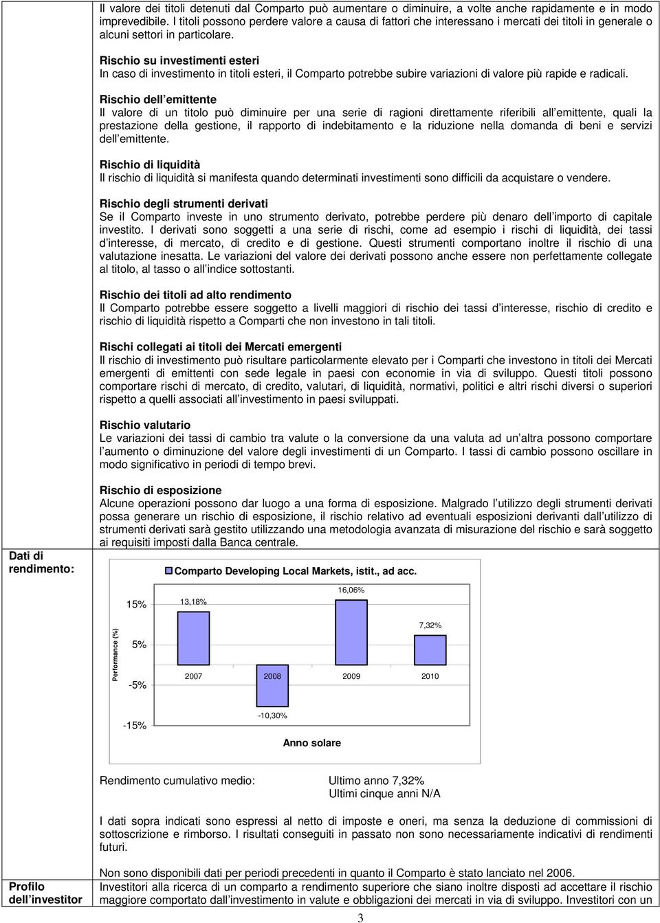 Rischio su investimenti esteri In caso di investimento in titoli esteri, il Comparto potrebbe subire variazioni di valore più rapide e radicali.