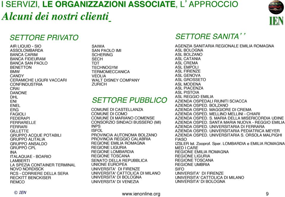 GILLETTE GRUPPO ACQUE POTABILI GRUPPO ALITALIA GRUPPO ANSALDO GRUPPO CPL INA ITALAQUAE - BOARIO LAMBERTI LA SPEZIA CONTAINER TERMINAL NOVO NORDISCK RCS - CORRIERE DELLA SERA RECKITT BENCKISER REMCO