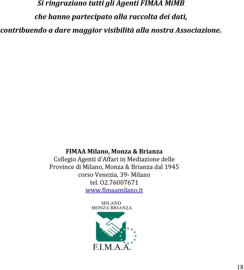 FIMAA Milano, Monza & Brianza Collegio Agenti d'affari in Mediazione delle Province