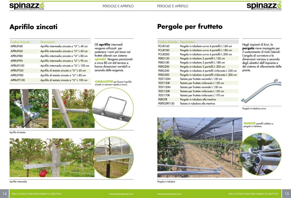L 60 cm Gli aprifilo intermedi vengono utilizzati per sostenere i rami più bassi nei frutteti allevati con sistema spindel.