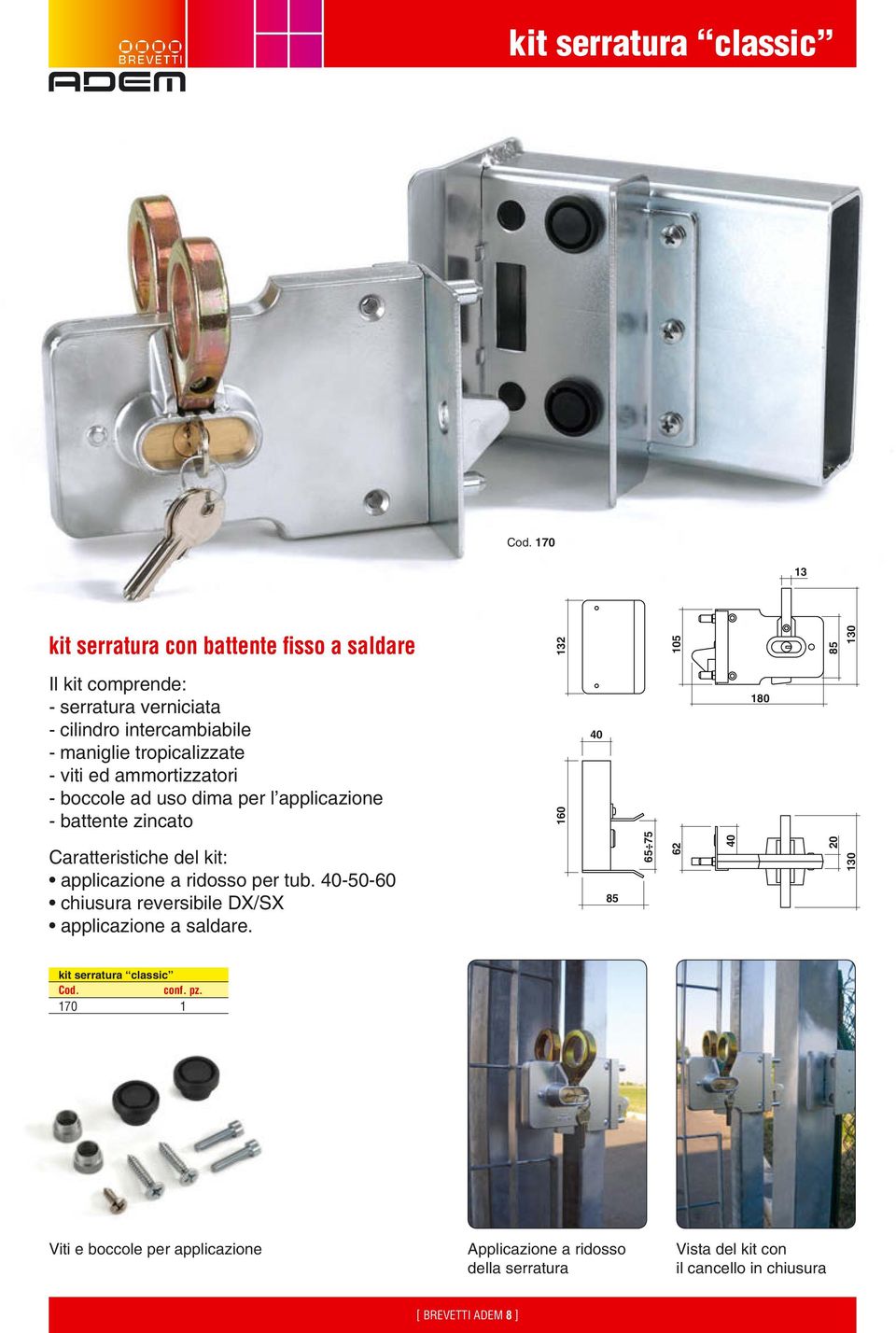 tropicalizzate - viti ed ammortizzatori - boccole ad uso dima per l applicazione - battente zincato 160 40 180 aratteristiche del kit: