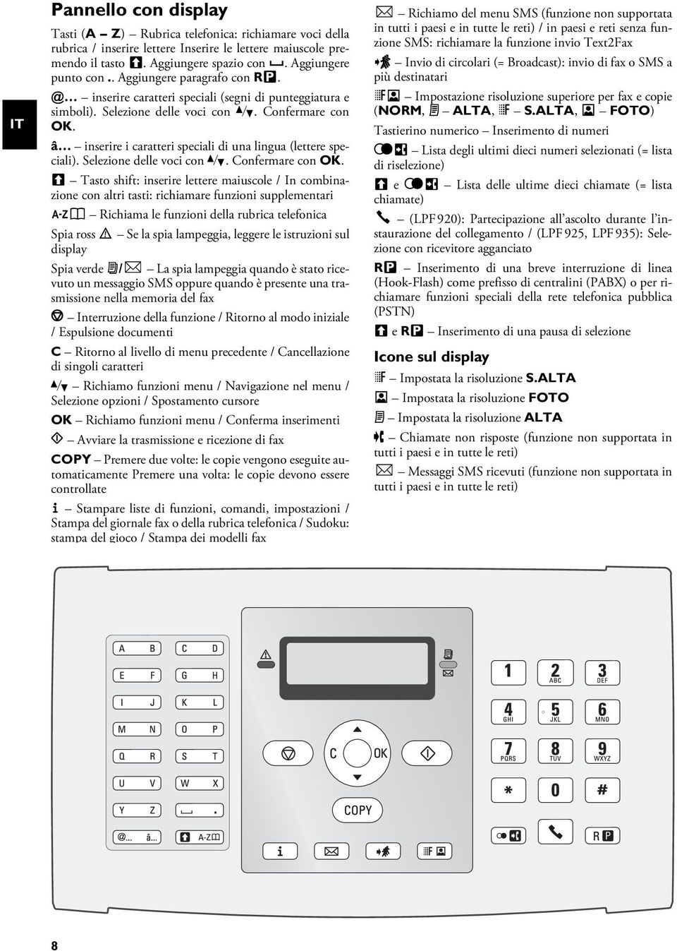 Caratteri speciali 2 ûü inserire i caratteri speciali di una lingua (lettere speciali). Selezione delle voci con [. Confermare con OK.