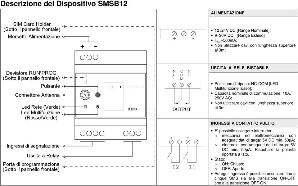 INGRESSI A CONTATTO PULITO E possibile collegare interruttori: o meccanici ed elettromeccanici con adeguati dati di targa: 5V DC min.