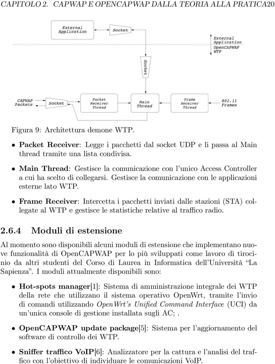 Frame Receiver: Intercetta i pacchetti inviati dalle stazioni (STA) collegate al WTP e gestisce le statistiche relative al traffico radio. 2.6.