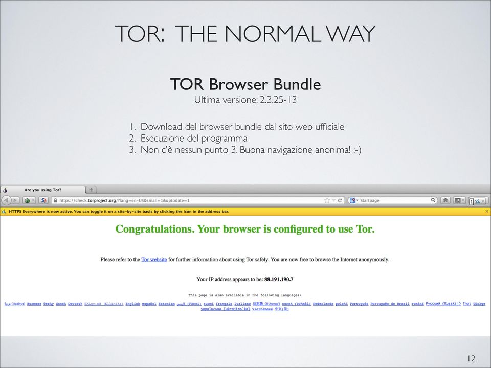 Download del browser bundle dal sito web ufficiale