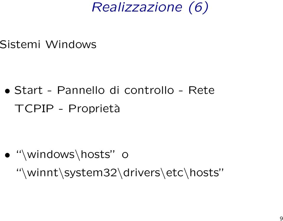 Rete TCPIP - Proprietà