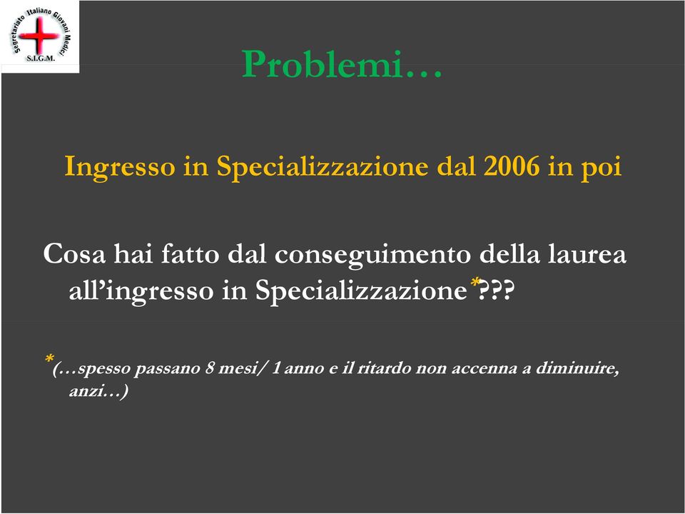 ingresso in Specializzazione *?