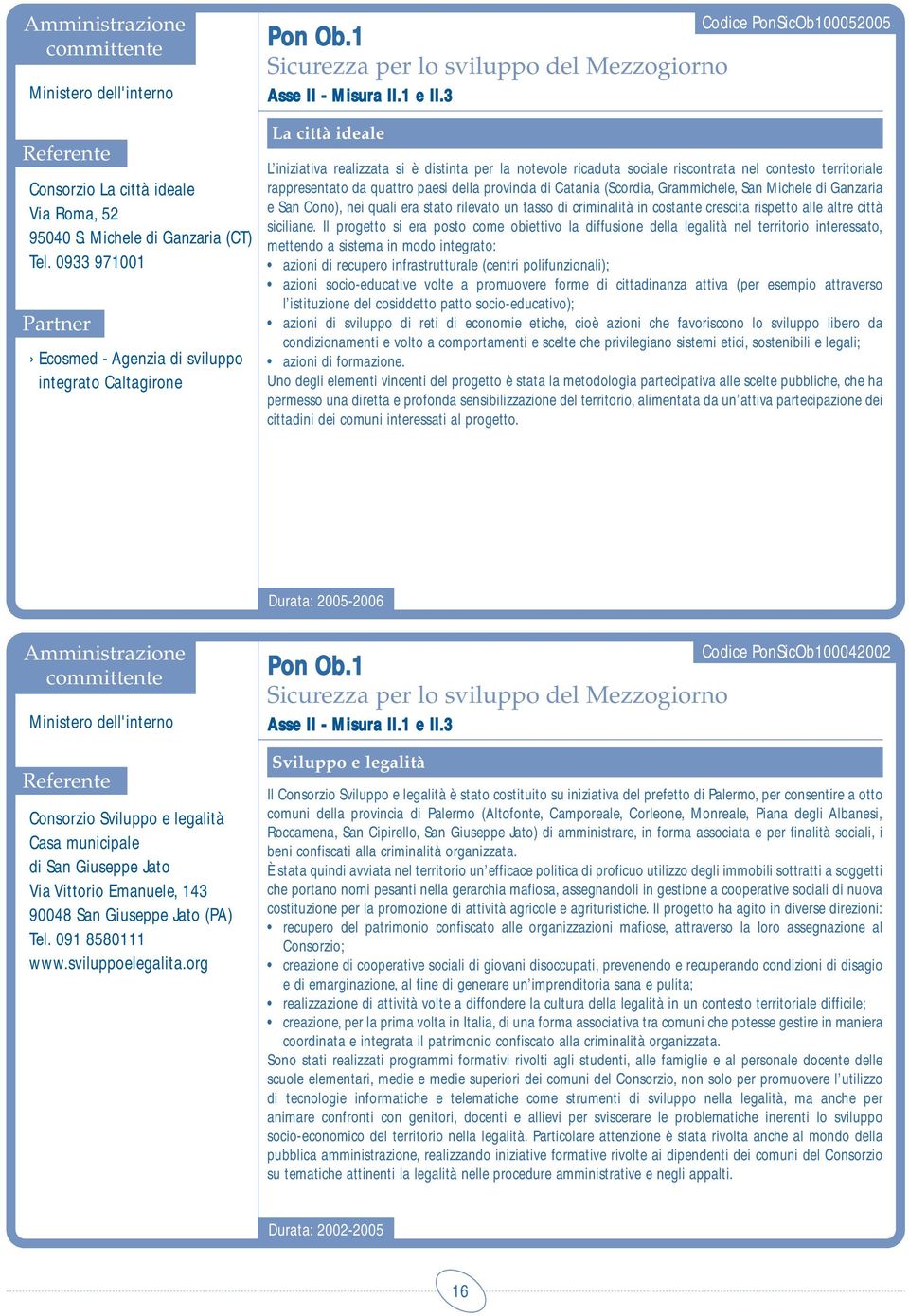 3 La città ideale Codice PonSicOb100052005 L iniziativa realizzata si è distinta per la notevole ricaduta sociale riscontrata nel contesto territoriale rappresentato da quattro paesi della provincia