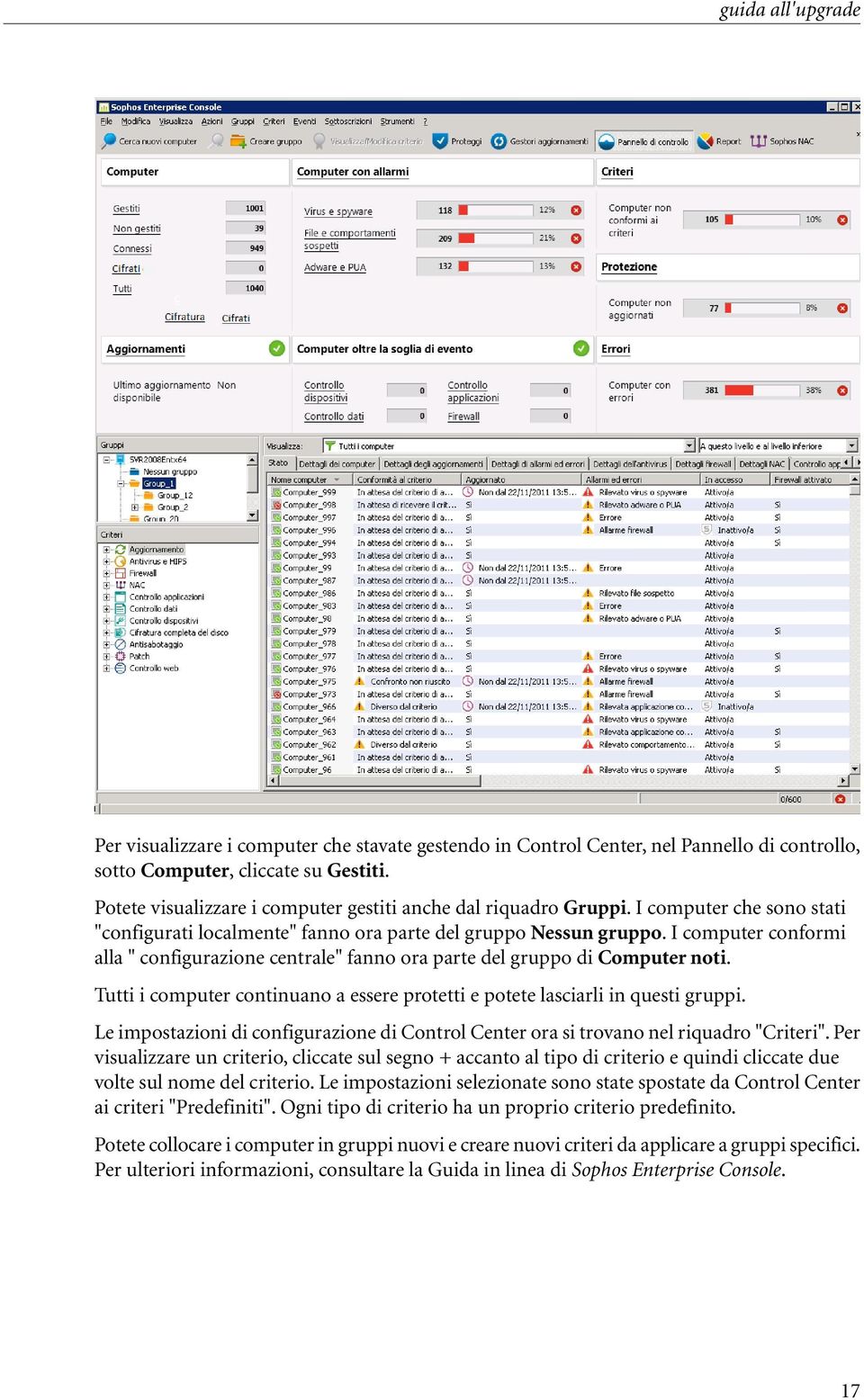 I computer conformi alla " configurazione centrale" fanno ora parte del gruppo di Computer noti. Tutti i computer continuano a essere protetti e potete lasciarli in questi gruppi.