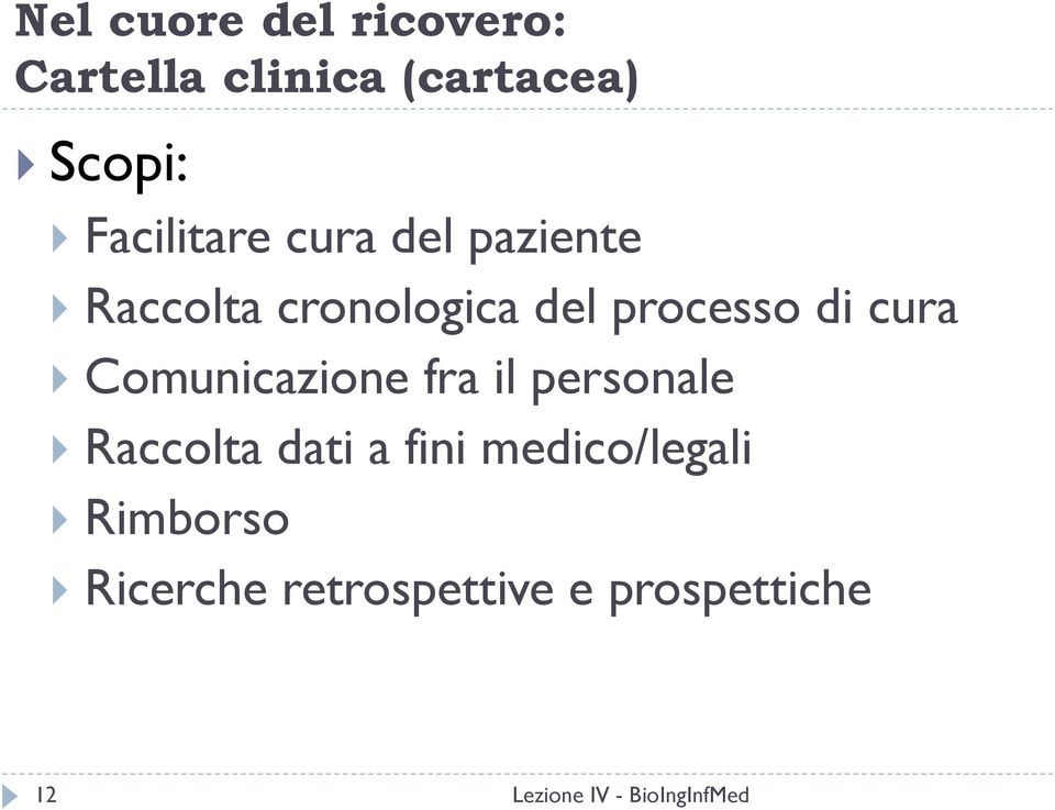 processo di cura Comunicazione fra il personale Raccolta dati