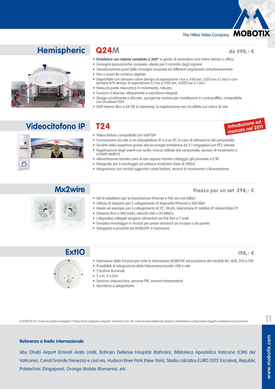 0,05 lux a 1 sec) o con sensore B/N (tempo di esposizione 0,1 lux a 1/60 sec, 0,005 lux a 1 sec) Nessuna parte meccanica in movimento, robusta Funzioni d allarme, altoparlante e microfono integrati