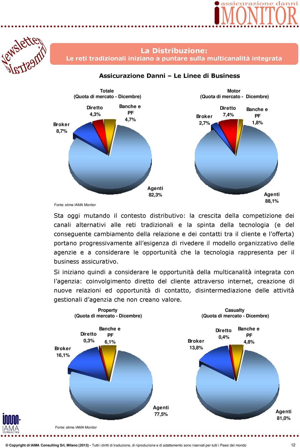 crescita della competizione dei canali alternativi alle reti tradizionali e la spinta della tecnologia (e del conseguente cambiamento della relazione e dei contatti tra il cliente e l offerta)