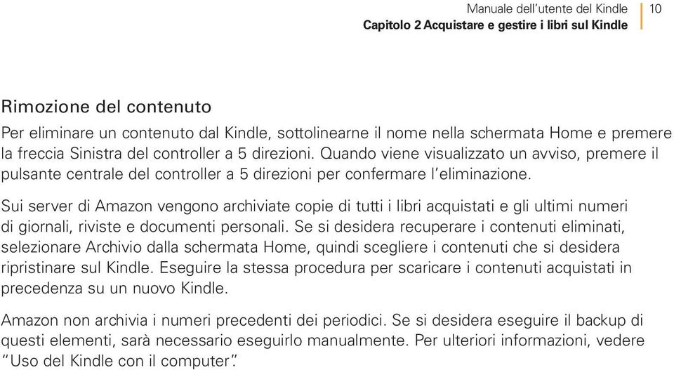 Sui server di Amazon vengono archiviate copie di tutti i libri acquistati e gli ultimi numeri di giornali, riviste e documenti personali.