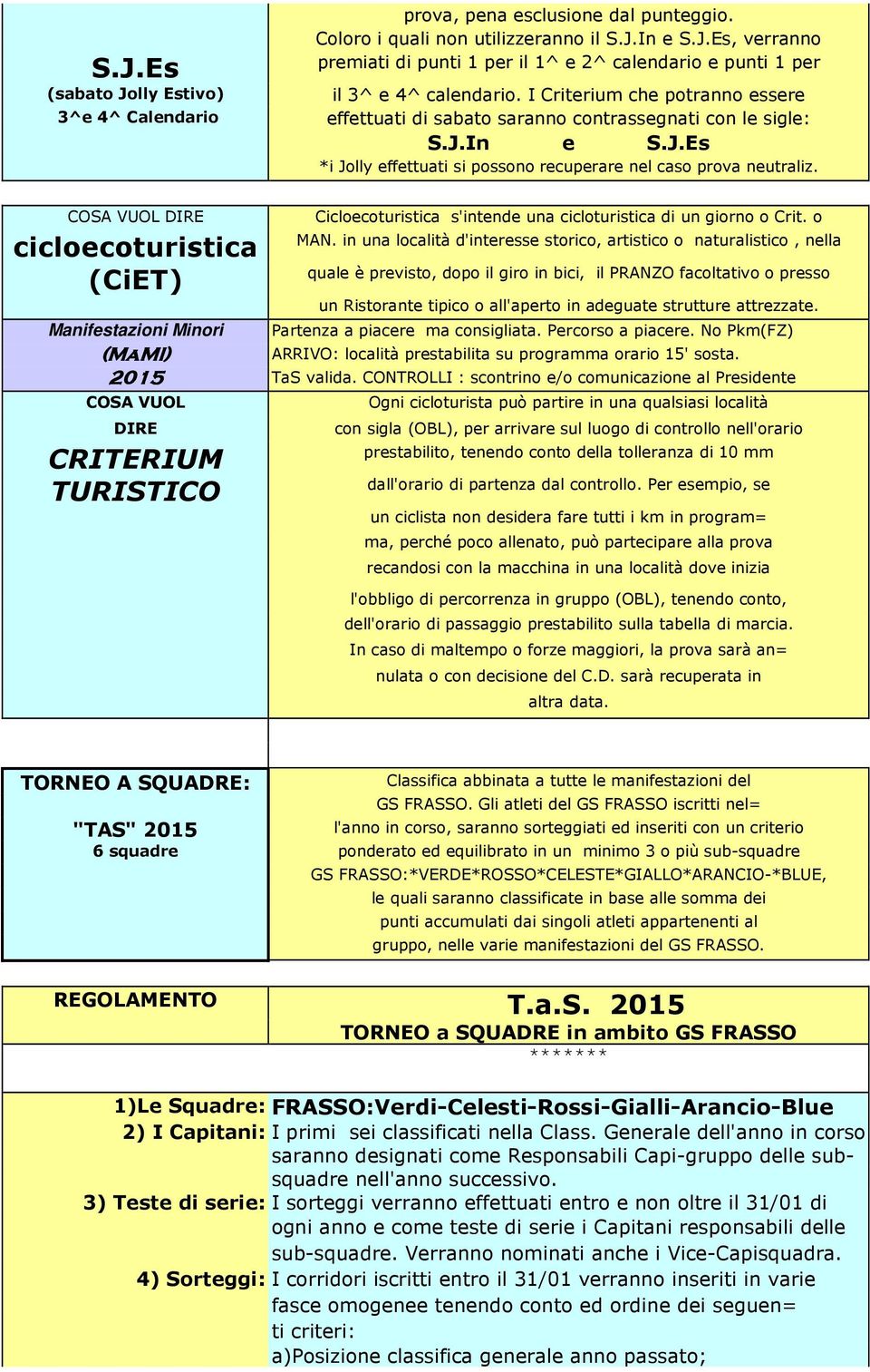 COSA VUOL DIRE Cicloecoturistica s'intende una cicloturistica di un giorno o Crit. o cicloecoturistica (CiET) MAN.