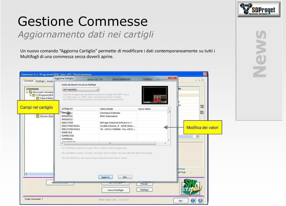 contemporaneamente su tutti i Multifogli di una commessa