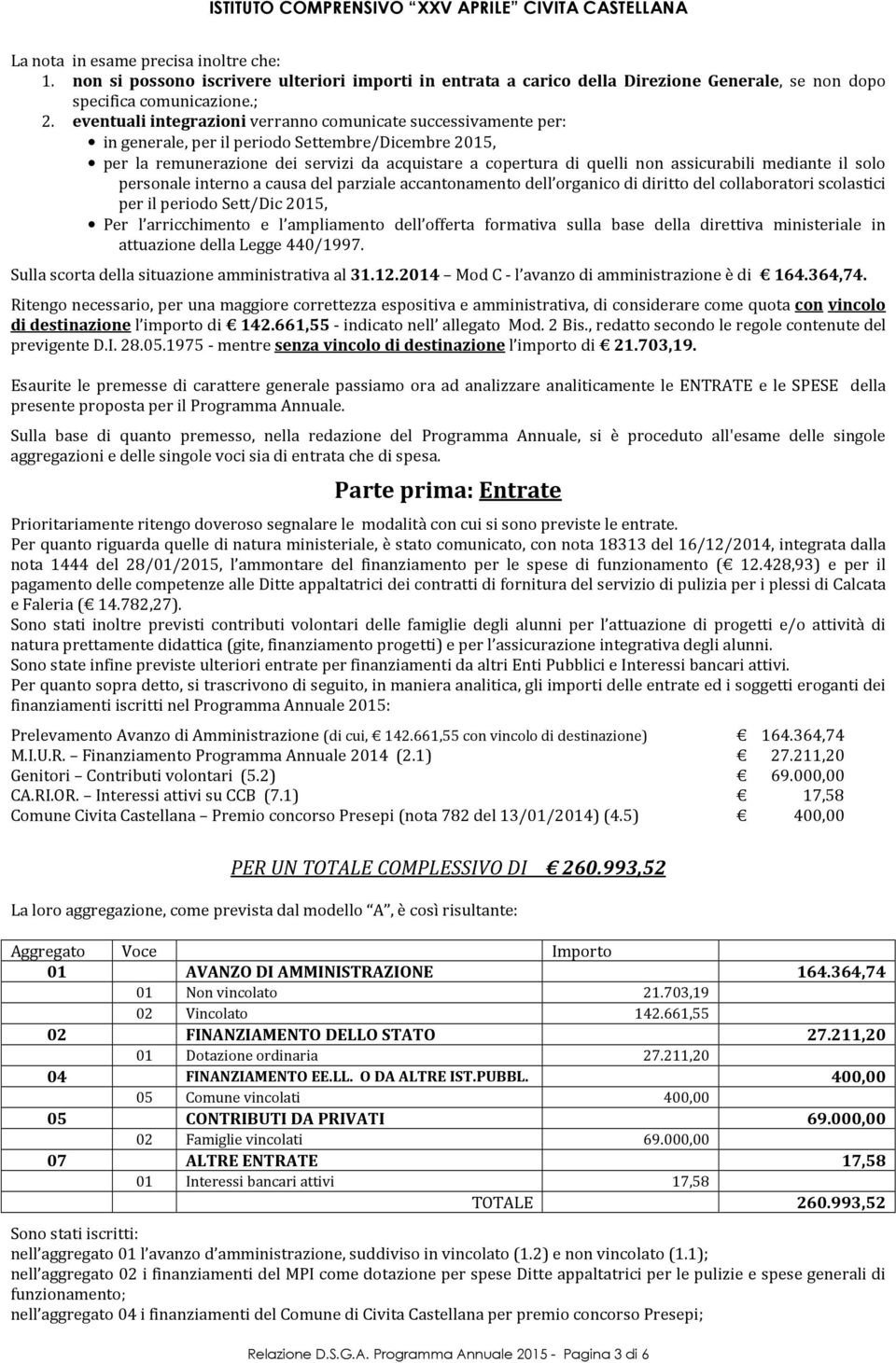 assicurabili mediante il solo personale interno a causa del parziale accantonamento dell organico di diritto del collaboratori scolastici per il periodo Sett/Dic 2015, Per l arricchimento e l