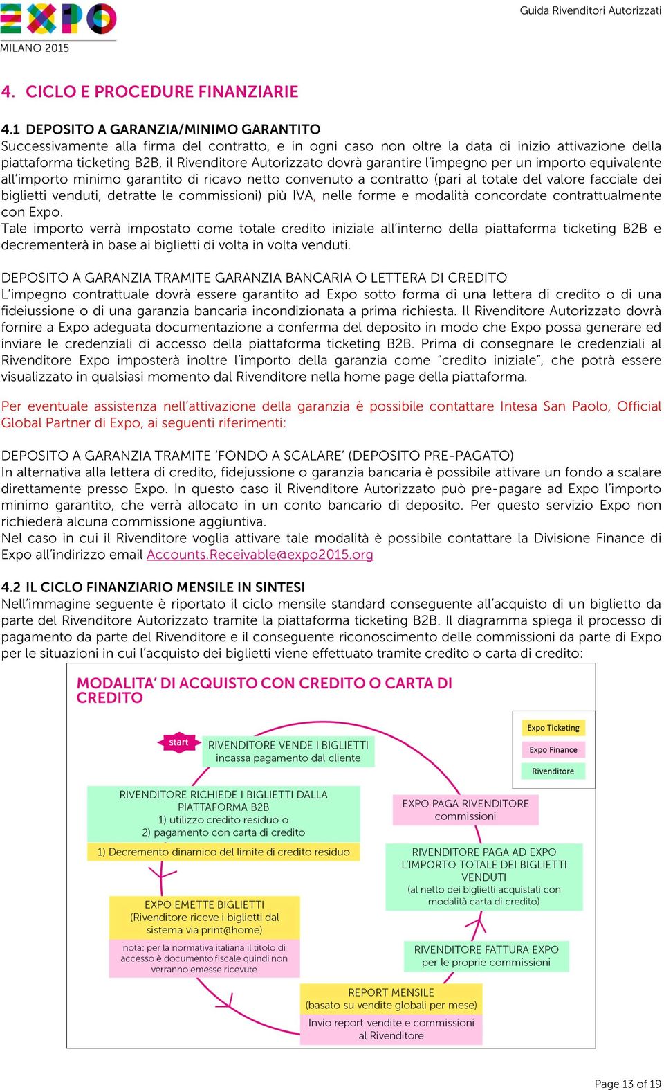 dovrà garantire l impegno per un importo equivalente all importo minimo garantito di ricavo netto convenuto a contratto (pari al totale del valore facciale dei biglietti venduti, detratte le