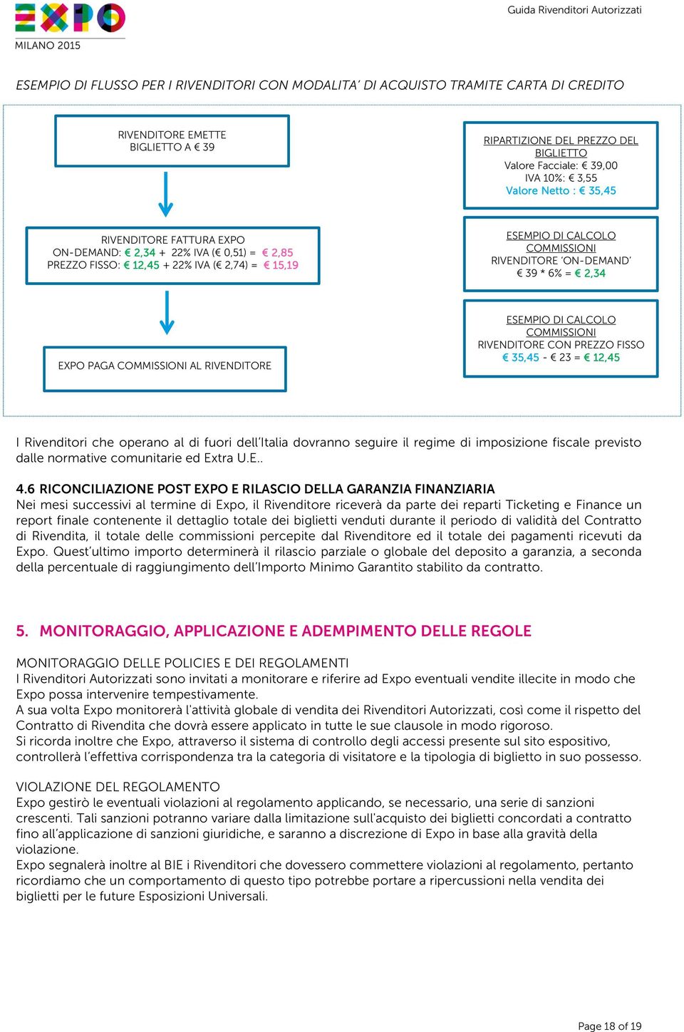 2,34 EXPO PAGA COMMISSIONI AL RIVENDITORE ESEMPIO DI CALCOLO COMMISSIONI RIVENDITORE CON PREZZO FISSO 35,45-23 = 12,45 I Rivenditori che operano al di fuori dell Italia dovranno seguire il regime di