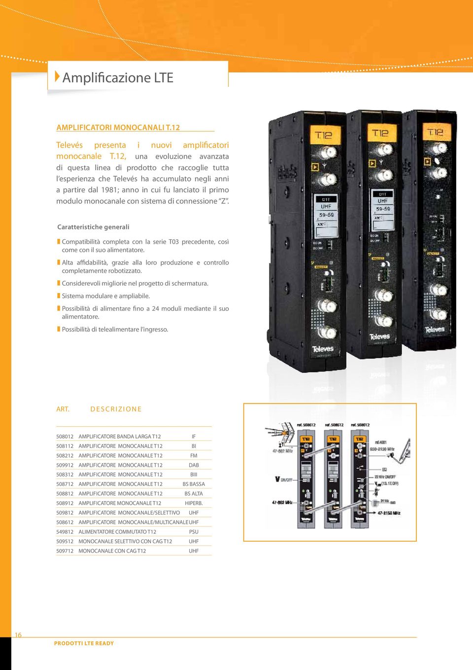 con sistema di connessione Z. Caratteristiche generali Compatibilità completa con la serie T03 precedente, così come con il suo alimentatore.