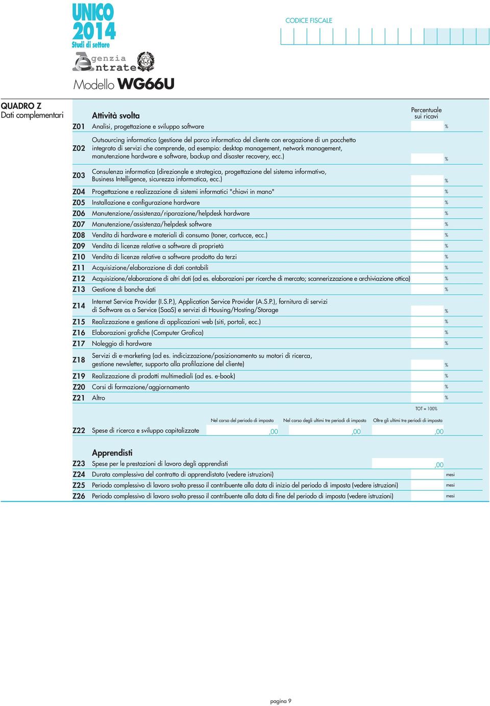 ) Z03 Consulenza informatica (direzionale e strategica, progettazione del sistema informativo, Business Intelligence, sicurezza informatica, ecc.