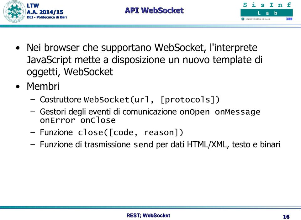 [protocols]) Gestori degli eventi di comunicazione onopen onmessage onerror onclose