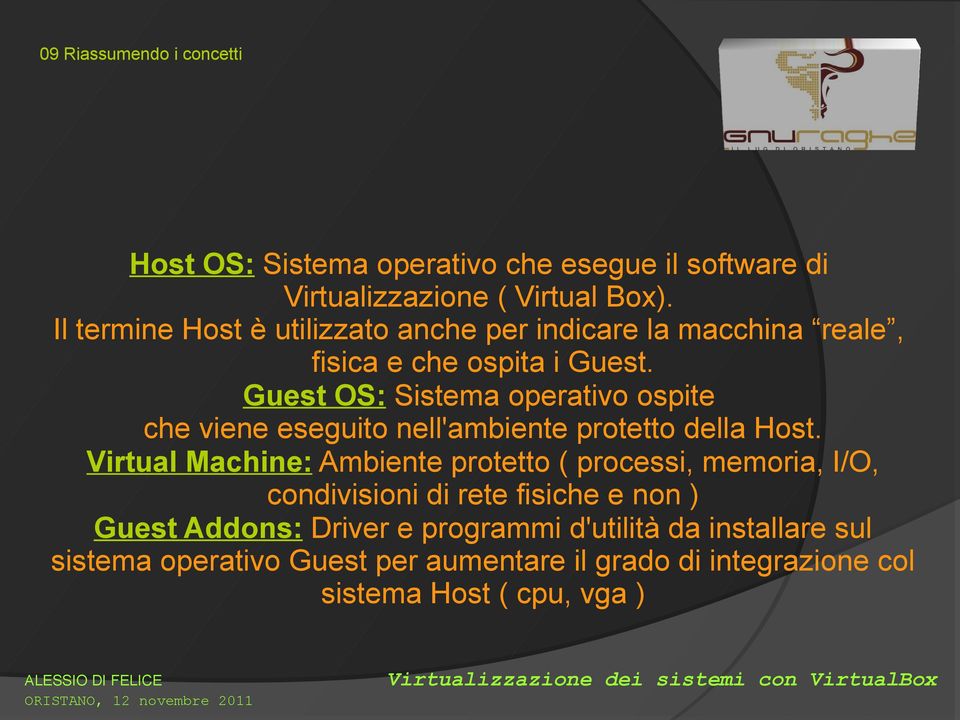 Guest OS: Sistema operativo ospite che viene eseguito nell'ambiente protetto della Host.