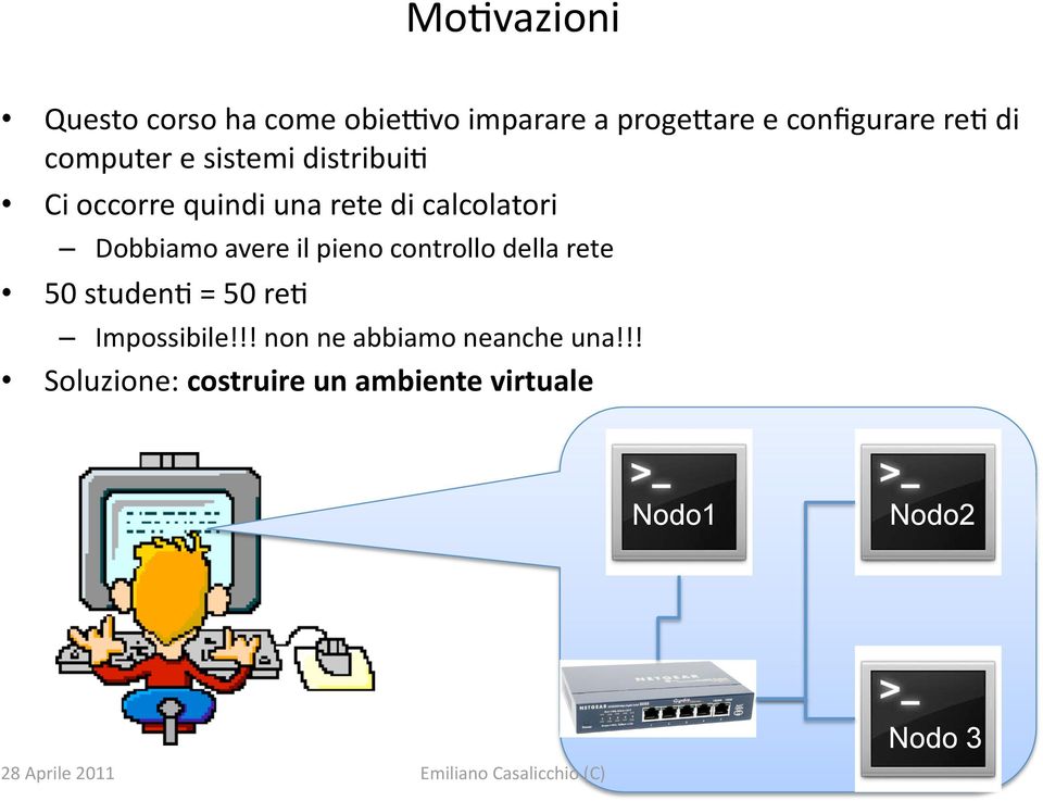 Dobbiamo avere il pieno controllo della rete 50 studen0 = 50 re0 Impossibile!