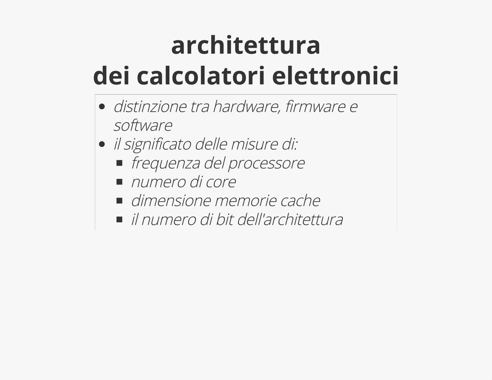 misure di: frequenza del processore numero di core