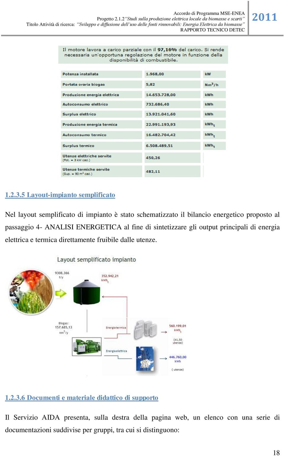 proposto al passaggio 4- ANALISI ENERGETICA al fine di sintetizzare gli output principali di energia elettrica e