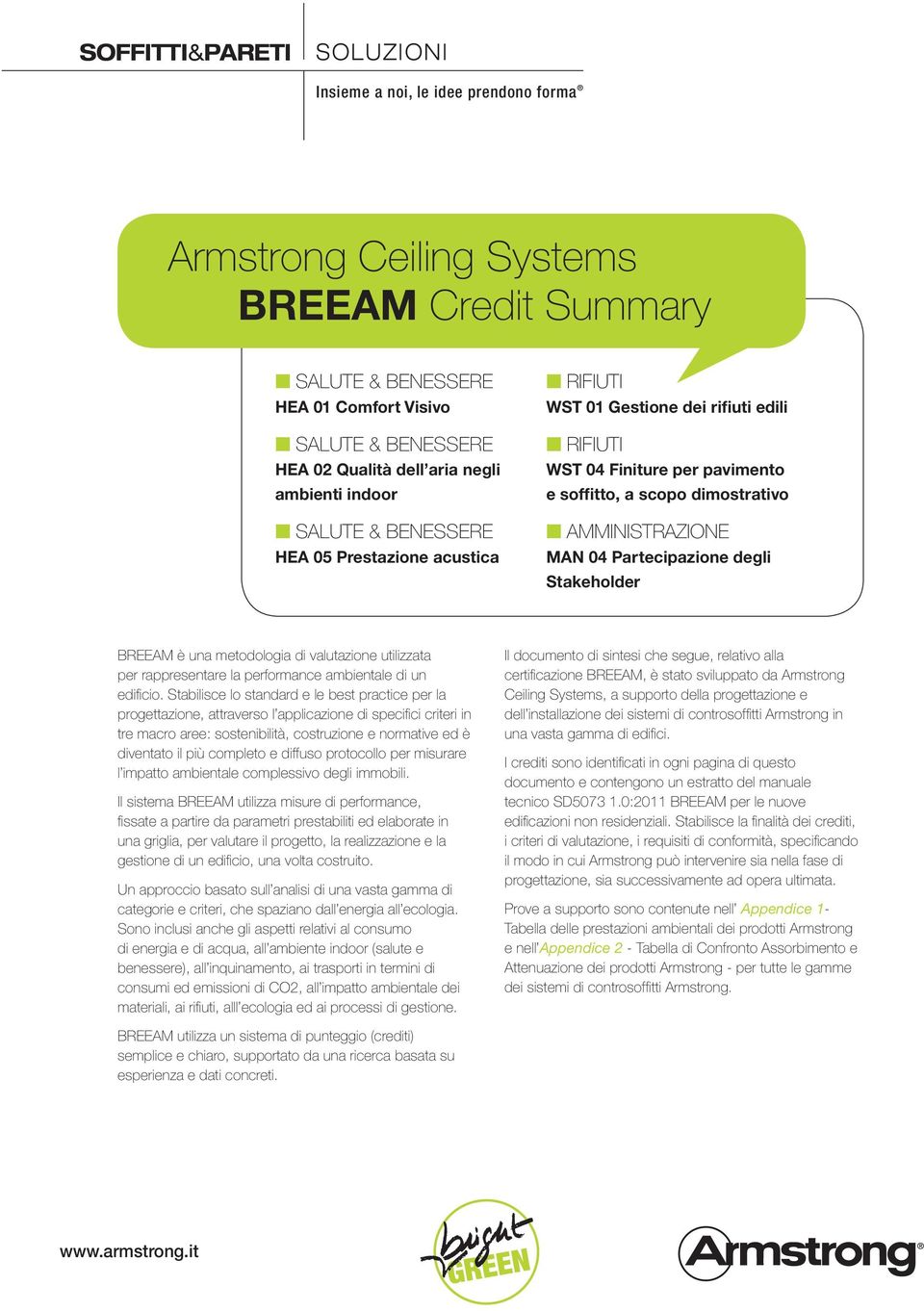 MAN 04 Partecipazione degli Stakeholder BREEAM è una metodologia di valutazione utilizzata per rappresentare la performance ambientale di un edificio.