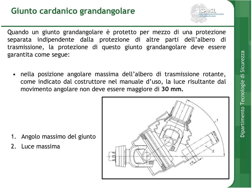 garantita come segue: nella posizione angolare massima dell albero di trasmissione rotante, come indicato dal costruttore nel